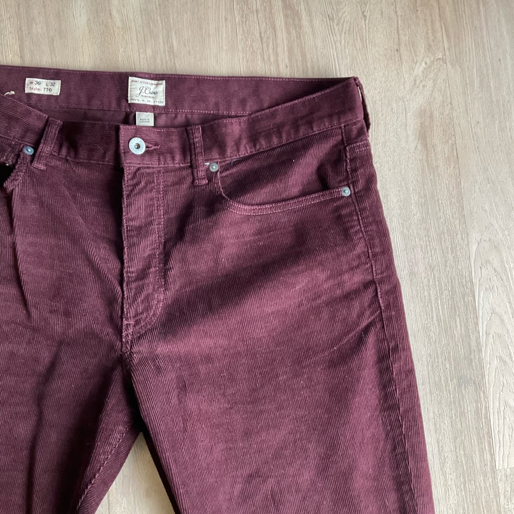 Men’s J. Crew 770 Straight Fit Corduroy pants jeans burgundy worn once 36 X 32 - Picture 14 of 16